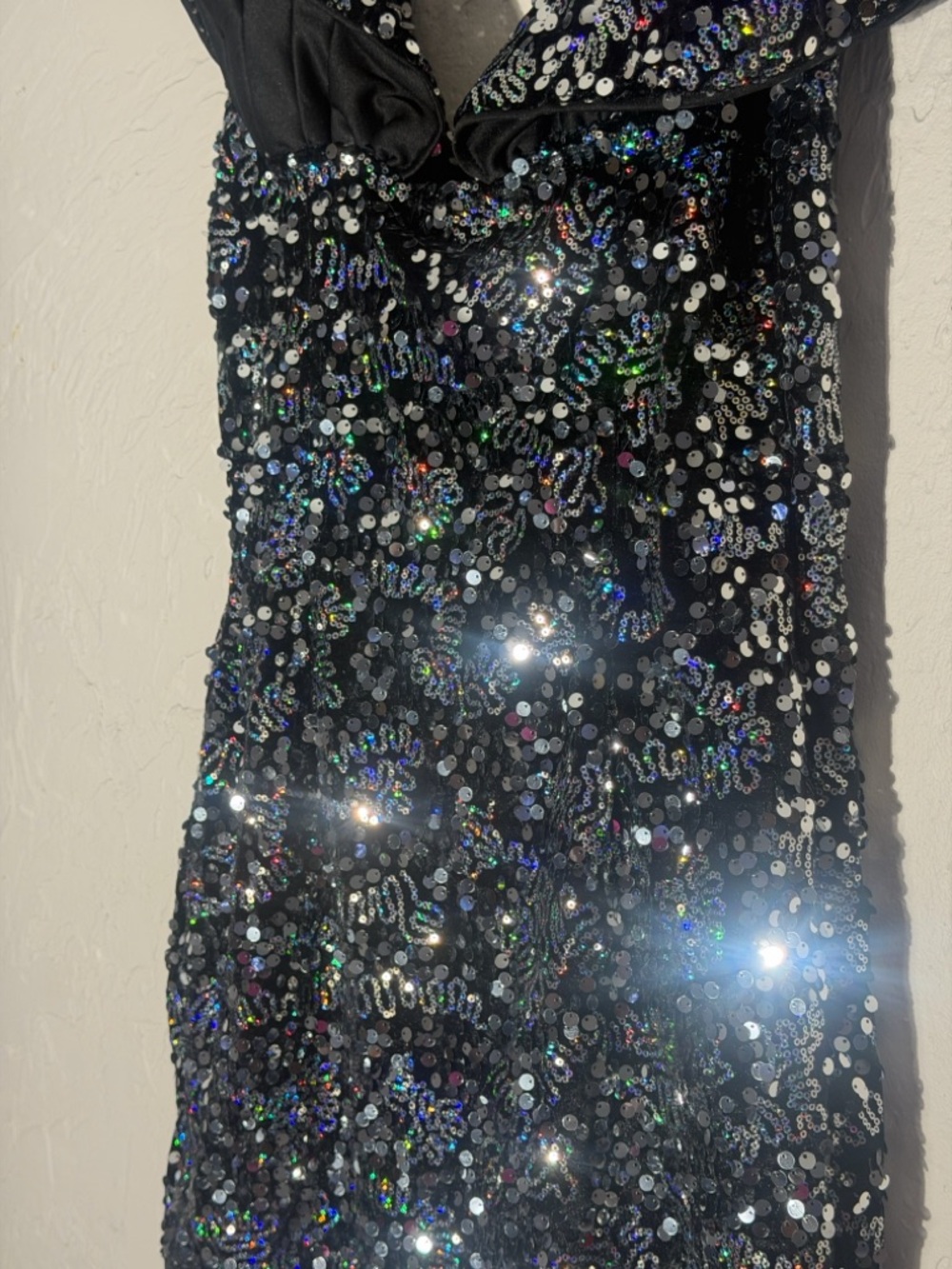 PrettyLittleThing Black Sequin Strapless Dress
